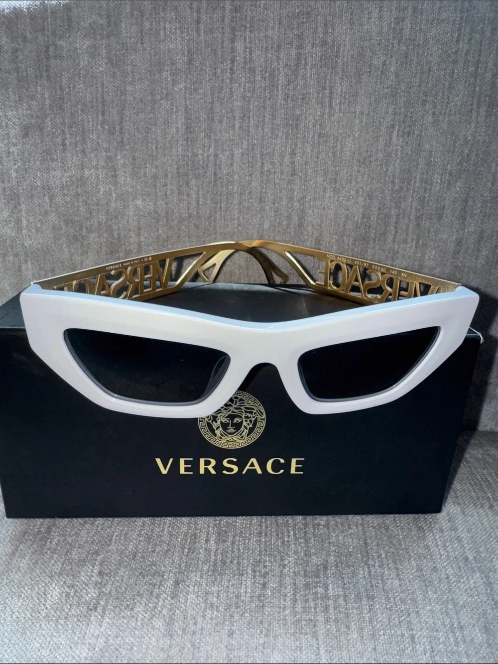 Versace White Cat-Eye Sunglasses with Black Lenses (full inclusion)